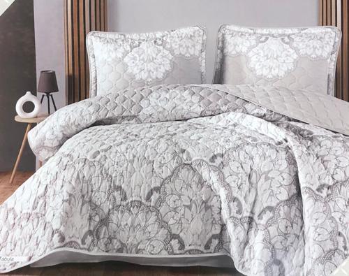 Clasy %100 Pamuk Çift Kişilik Yatak Örtüsü Seti Tabula V1 Gri