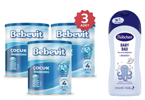 4 Bebek Devam Sütü 400 gr 3 ADET+Bübchen Bebek Yikama Banyo Köpüğü Kamille Sensitive 1000Ml