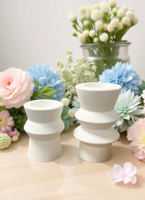 Zen 2'li Geometrik Şamdan Set Beyaz