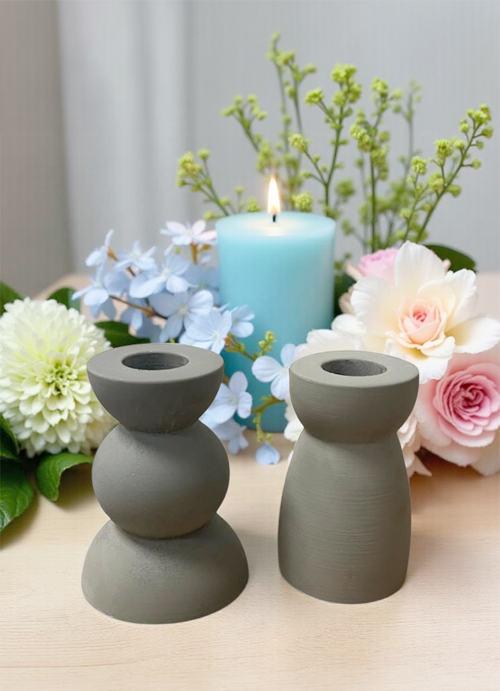Zen 2'li Roma Şamdan Set Gri
