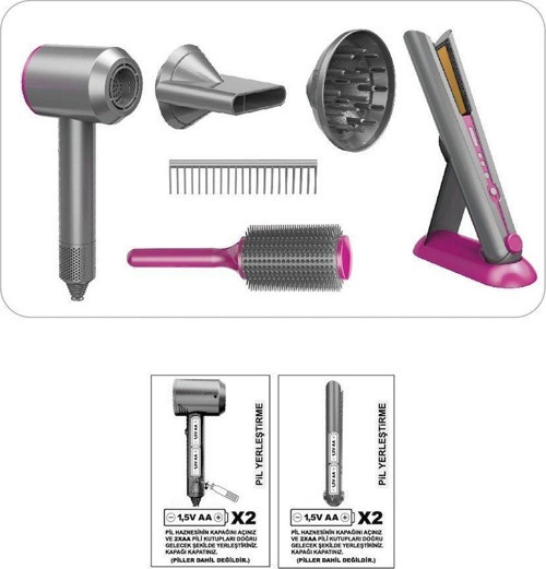 HUA-1019 Sesli ve Işıklı 2IN1 Lüks Saç Şekillendirici Set -Vardem Oyuncak