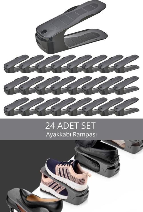 24 Adet Ayarlanabilir Ayakkabı Rampası Düzenleyici Dolap İçi Organizer MIT1229