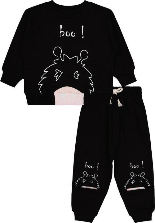 Boo Canavar Baskılı 2-5 Yaş Eşofman Takımı - Siyah4-5 Yaş