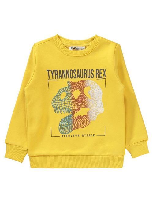 T-Rex Baskılı 2-5 Yaş Eşofman Takımı - Hardal3-4 Yaş