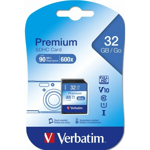 VERBATIM 32GB 90MB/S CLASS 10 FULL HD SD HAFIZA KARTI