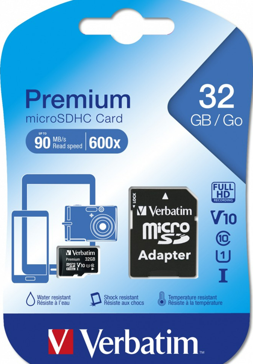 VERBATIM 32GB 90MB/S CLASS 10 MİCRO SD HAFIZA KARTI
