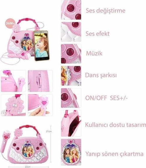 MP3 VE MİKROFONLU PARTİ MÜZİK EL ÇANTASI Kız Erkek Çocuk Oyuncak Eğitici Oyuncaklar
