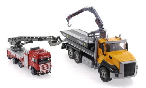 Die Cast Çek Bırak Vinçli Kurtarıcı ve Merdivenli İtfaiye Aracı Kız Erkek Çocuk Oyuncak Eğitici Oyun