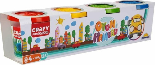 0915 Crafy 4'lü Oyun Hamuru 560 gr. Kız Erkek Çocuk Oyuncak Eğitici Oyuncaklar