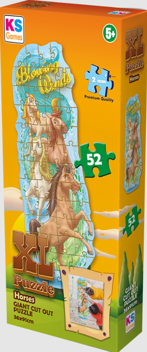 KS Puzzle 52 Parça Atlar XL Çerçevesiz Kız Erkek Çocuk Oyuncak Eğitici Oyuncaklar