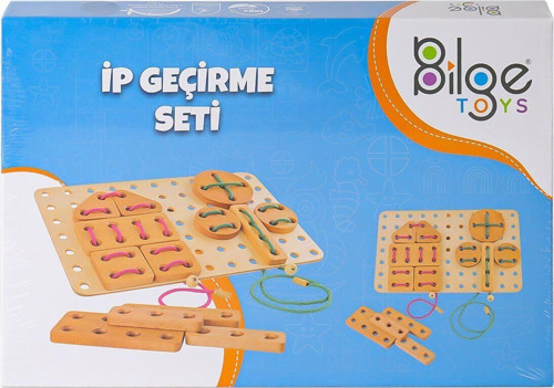 BLG-111 Ahşap İp Geçirme Oyun Seti Kız Erkek Çocuk Oyuncak Eğitici Oyuncaklar