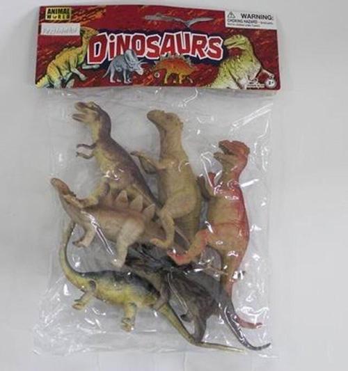 SH-9001-Vardem Poşetli 6Pcs 8 İnch Çiftlik Hayvan ve Dinozor Set Kız Erkek Çocuk Oyuncak Eğitici Oyu