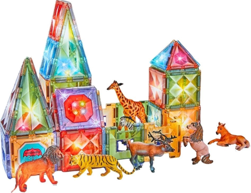 Magnetic Tiles Light Version 89 Parça Kız Erkek Çocuk Oyuncak Eğitici Oyuncaklar