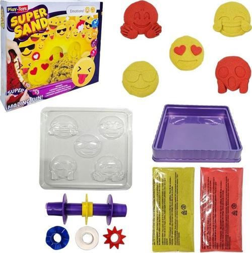 Play-Toys Emoji Oyun Kumu Süper Sand Seti Kız Erkek Çocuk Oyuncak Eğitici Oyuncaklar