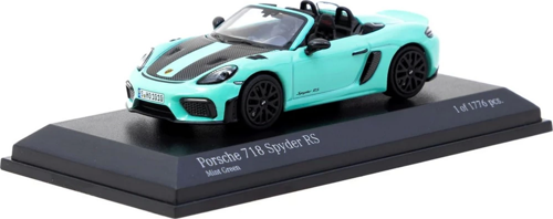 Tarmac Works x Minichamps 1/64 Porsche 718 Spyder RS Mint Green Kız Erkek Çocuk Oyuncak Eğitici Oyun