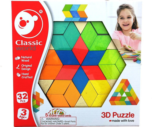 Classic World Ahşap 3D Puzzle Kız Erkek Çocuk Oyuncak Eğitici Oyuncaklar