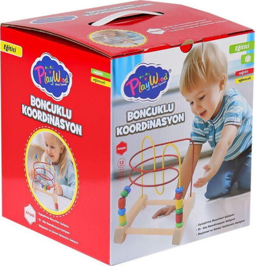 ONY-410 Ahşap Boncuklu Koordinasyon -Onyıl Oyuncak Kız Erkek Çocuk Oyuncak Eğitici Oyuncaklar