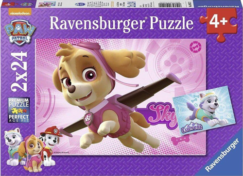 91522 Paw Patrol Skye ve Everest 2x24 parça Ravensburger Puzzle Kız Erkek Çocuk Oyuncak Eğitici Oyun