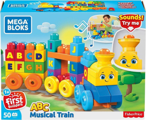 FWK22 Mega™ Bloks, Müzikli Alfabe Treni, 50 parça, +1 yaş Kız Erkek Çocuk Oyuncak Eğitici Oyuncaklar