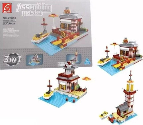 Ausini Assembling Master 573 Parça 3 in 1 İskele ve Deniz Feneri Kız Erkek Çocuk Oyuncak Eğitici Oyu