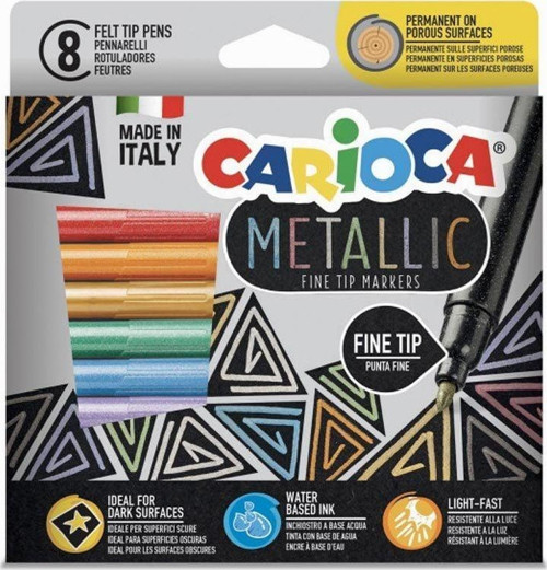 Carioca 8 Renk Fine Tip Metalik Keçeli Kalem Seti Kız Erkek Çocuk Oyuncak Eğitici Oyuncaklar