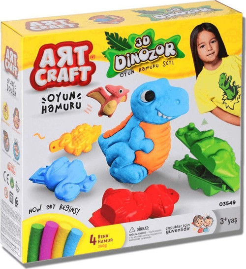 Dede 3D Dinozor Oyun Hamuru Seti Kız Erkek Çocuk Oyuncak Eğitici Oyuncaklar