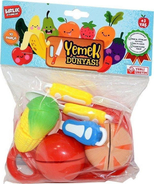 URT007-PVC-1AB Poşetli Sebze Meyve Kesme Seti Kız Erkek Çocuk Oyuncak Eğitici Oyuncaklar