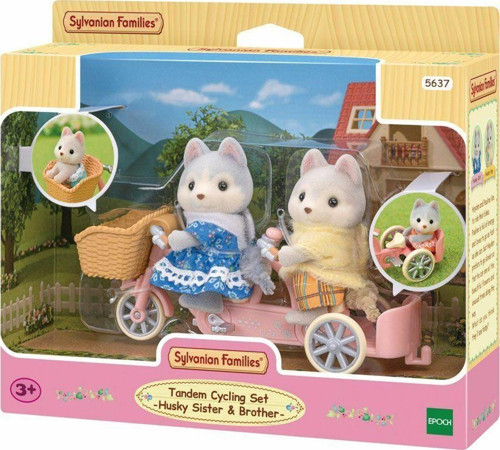 5637 Sylvanian Families Tandem Bisiklet ve Haskiler +3 yaş Kız Erkek Çocuk Oyuncak Eğitici Oyuncakla