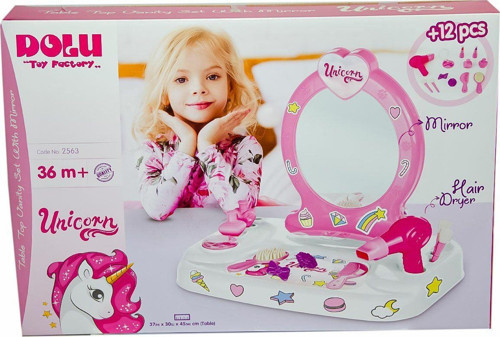 2563 Oyuncak Unicorn Masaüstü Aynalı Makyaj Seti Kız Erkek Çocuk Oyuncak Eğitici Oyuncaklar