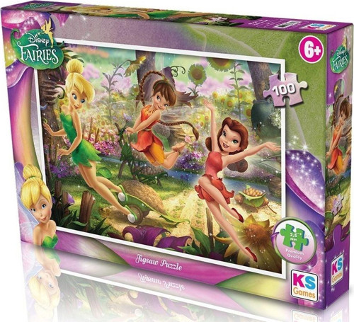 KS Puzzle 100 Parça Disney Fairies Kız Erkek Çocuk Oyuncak Eğitici Oyuncaklar