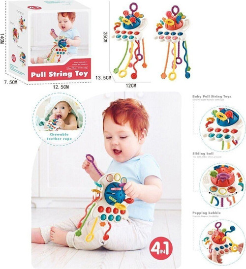 BIB68859-Vardem Duyusal Montessori Oyuncaklar Toplu-Çekme İpli Kız Erkek Çocuk Oyuncak Eğitici Oyunc
