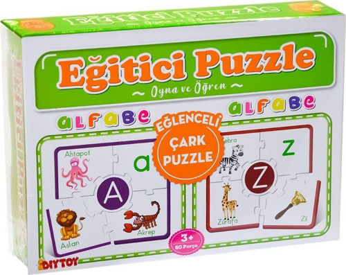 7197 Çark Puzzle Alfabe -Oyna Öğren - Dıytoy Kız Erkek Çocuk Oyuncak Eğitici Oyuncaklar