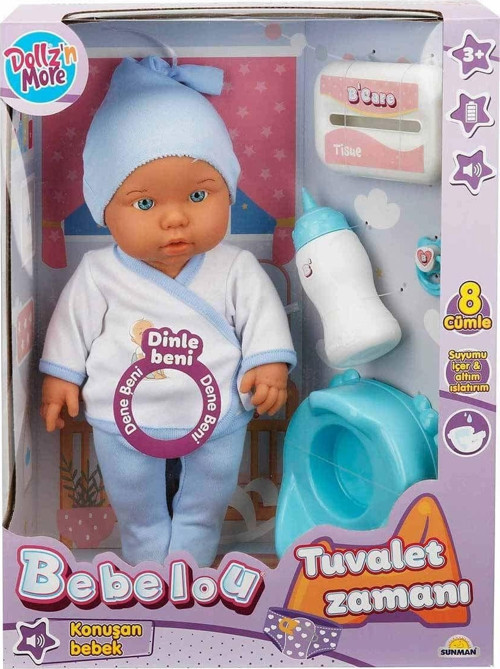 30011 Bebelou Tuvalet Zamanı Sesli Bebek Seti 35cm -Sunman Kız Erkek Çocuk Oyuncak Eğitici Oyuncakla