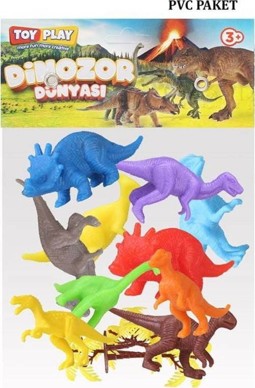 683 Toy Play 12 Parça Renkli Mini Dinozor Figür Seti 4-6cm Kız Erkek Çocuk Oyuncak Eğitici Oyuncakla