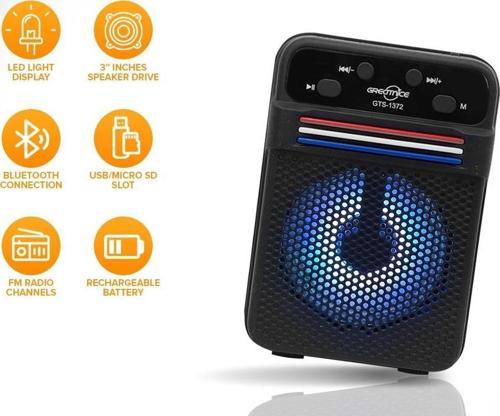 GTS-1372 Mini Bluetooth Kablosuz Taşınabilir LED Hoparlör (USB ve FM Radyo ile)