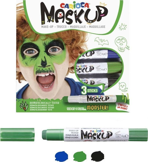 Carioca Mask Up Yüz Boyası 3 Renk Monster Kız Erkek Çocuk Oyuncak Eğitici Oyuncaklar