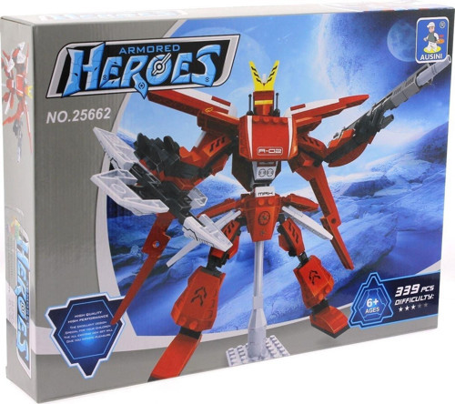 Ausini 339 Parça Heroes Standlı Kırmızı Robot Kız Erkek Çocuk Oyuncak Eğitici Oyuncaklar