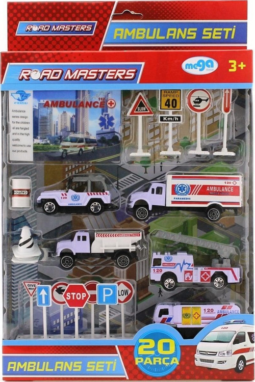 Kamyonlu Metal Ambulans Seti Jp9105 Kız Erkek Çocuk Oyuncak Eğitici Oyuncaklar