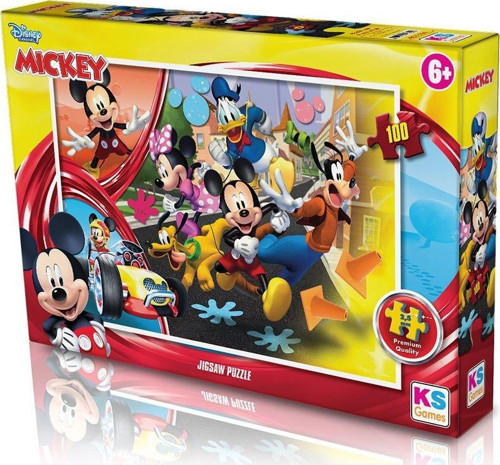 KS Puzzle 100 Parça Mickey Mouse Kız Erkek Çocuk Oyuncak Eğitici Oyuncaklar