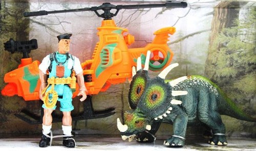 Dinozor Avcısı Tiriceratops Oyun Seti Kız Erkek Çocuk Oyuncak Eğitici Oyuncaklar