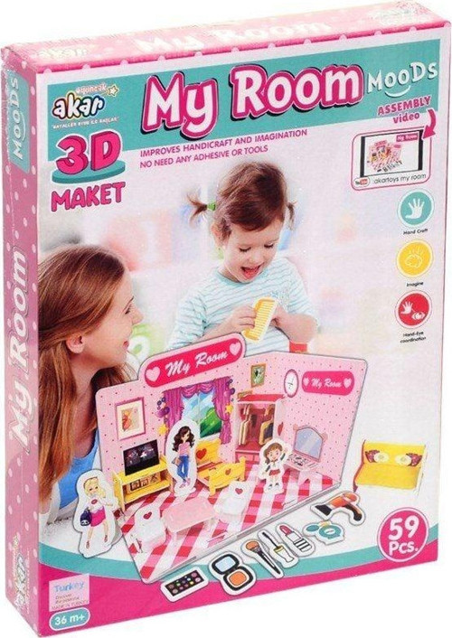 Benim Odam Maket 3 Boyutlu Puzzle Kız Erkek Çocuk Oyuncak Eğitici Oyuncaklar