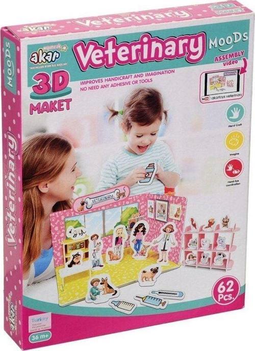 Veteriner Maket 3 Boyutlu Puzzle Kız Erkek Çocuk Oyuncak Eğitici Oyuncaklar