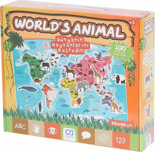 5152 CAEGT-5152 Worlds Animal -CA Games Kız Erkek Çocuk Oyuncak Eğitici Oyuncaklar