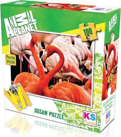 KS Puzzle 100 Parça Animal Planet Flamingolar Kız Erkek Çocuk Oyuncak Eğitici Oyuncaklar