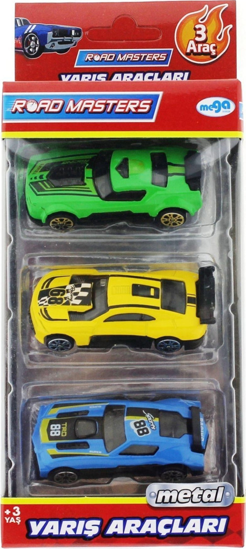 Die Cast Metal 3'lü Yarış Arabaları Yeşil Araçlı Kız Erkek Çocuk Oyuncak Eğitici Oyuncaklar