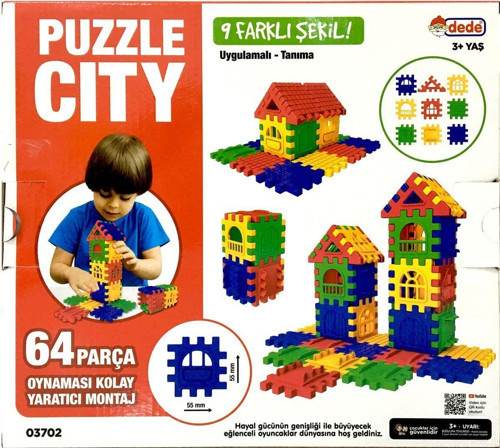 Puzzle City 3D Yapı ve Tasarım Blokları 64 Parça - 03702 Kız Erkek Çocuk Oyuncak Eğitici Oyuncaklar