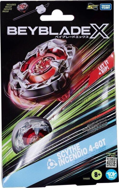 BEY05000 Beyblade 1li Set Scythe Incendio 4-60T Kız Erkek Çocuk Oyuncak Eğitici Oyuncaklar