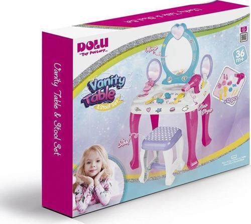 2568 OYUNCAK UNICORN MAKYAJ MASASI VE TABURE SETİ Kız Erkek Çocuk Oyuncak Eğitici Oyuncaklar