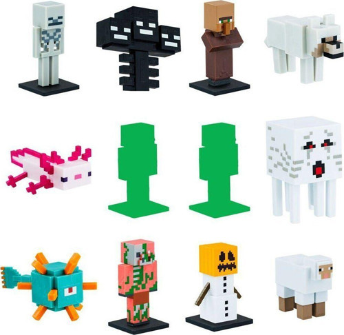PMI MC2080 Minecraft 3D Figür Toppeez 12li Delüks Set Kız Erkek Çocuk Oyuncak Eğitici Oyuncaklar