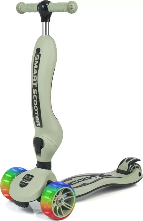 Smart Oturaklı 3 Tekerlekli Işıklı Scooter Askeri Yeşil Kız Erkek Çocuk Oyuncak Eğitici Oyuncaklar